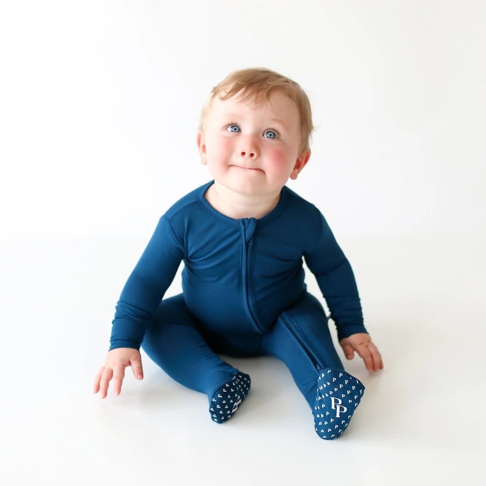 Sailor Blue Footie Zippered One Piece